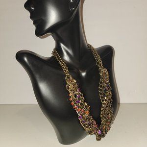 Vintage Charm: American Eagle Outfitters Costume Brass Mesh and Bead Necklace